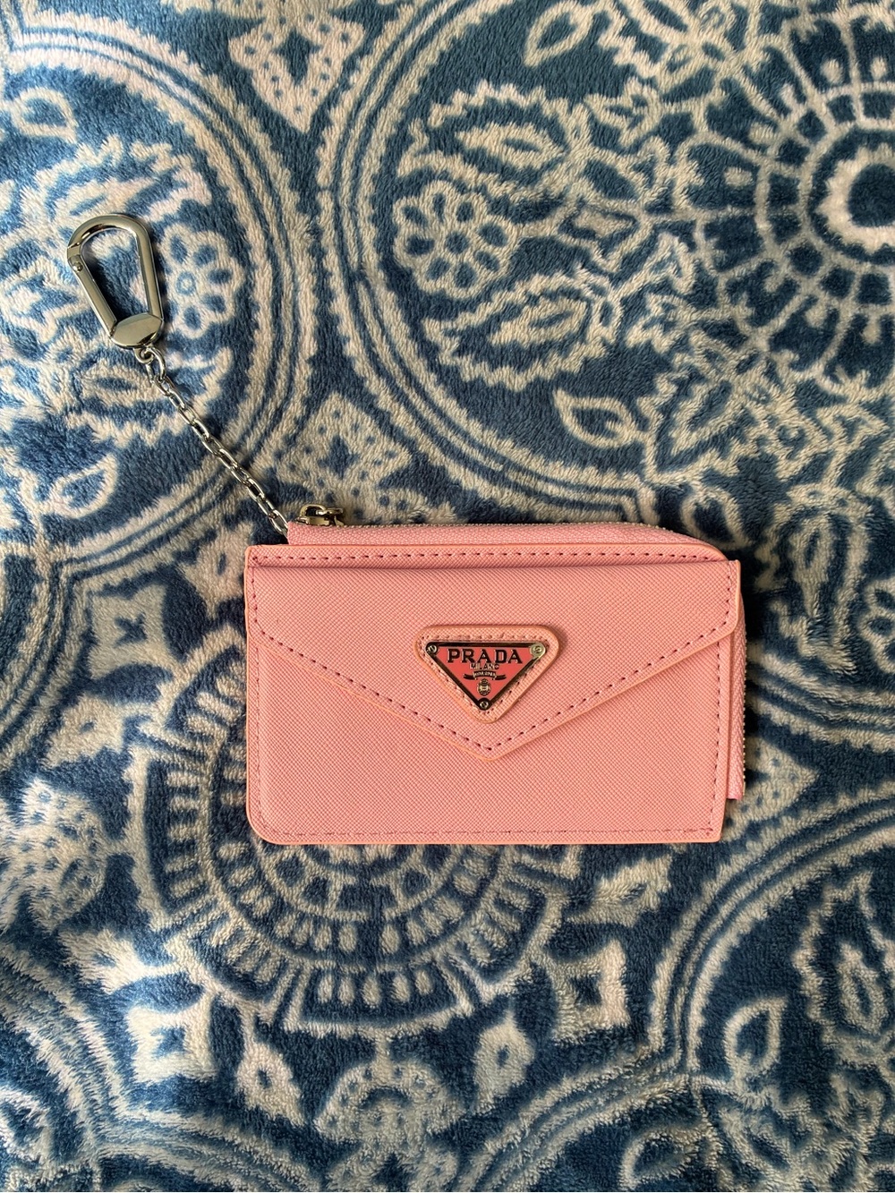 Prada Pink Leather Zip Card Case